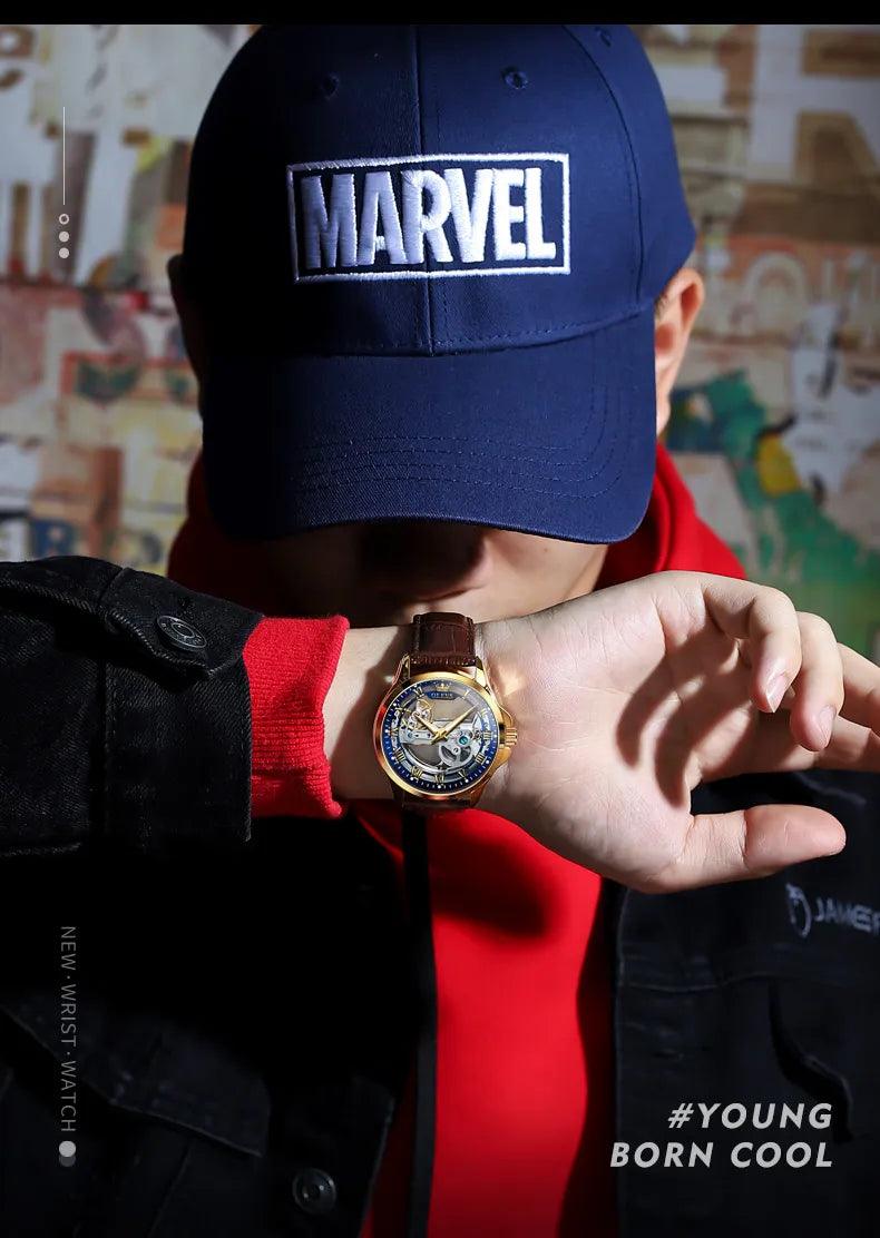 OLEVS Men's Automatic Mechanical Waterproof Luxury Wristwatch with Luminous Leather Strap - Gift Box Included Carauana Store