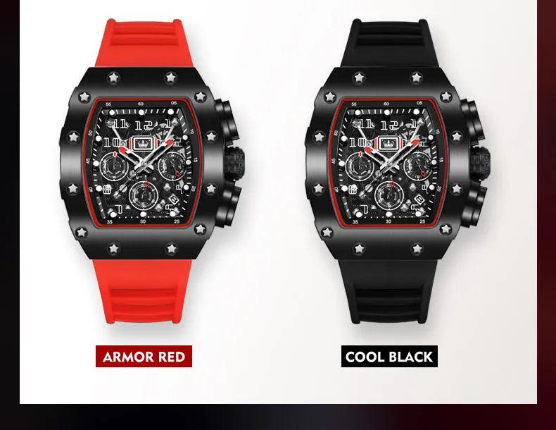 OLEVS Men's Tonneau Wristwatch: Stylish Design with Silicone Strap Carauana Store