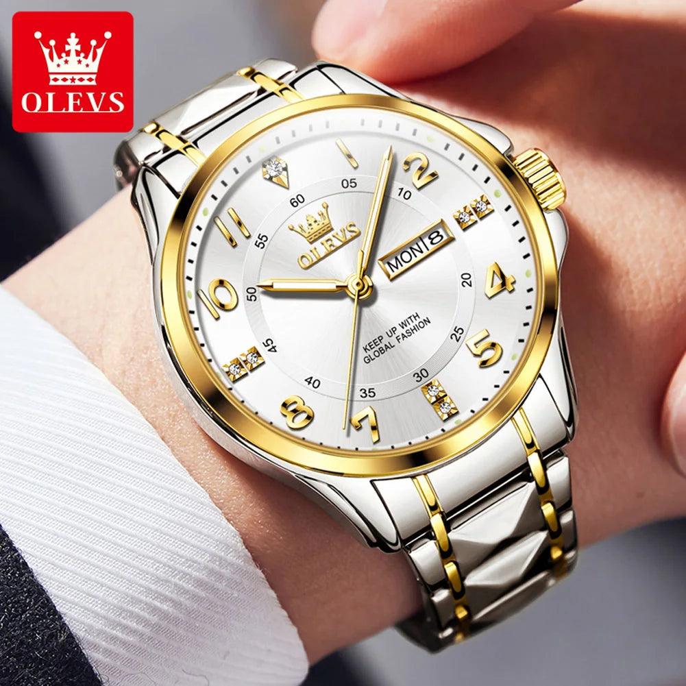 OLEVS Steel men's Quartz Watch | Sleek Business Style with Shock Resistance and Auto Date Feature Carauana Store
