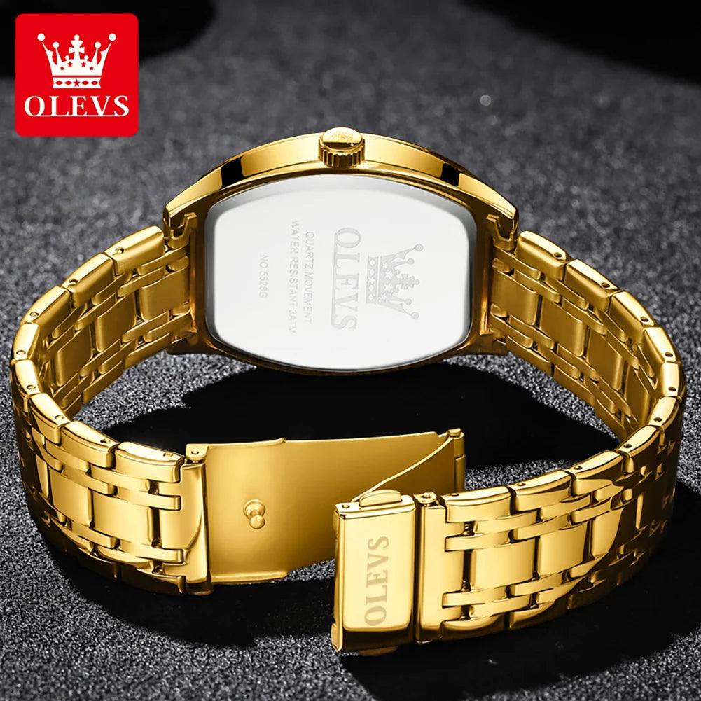 OLEVS/5528 Stainless Steel Luxury Quartz Watch | Elegant Tonneau Case with Shock Resistance and Week Display Carauana Store