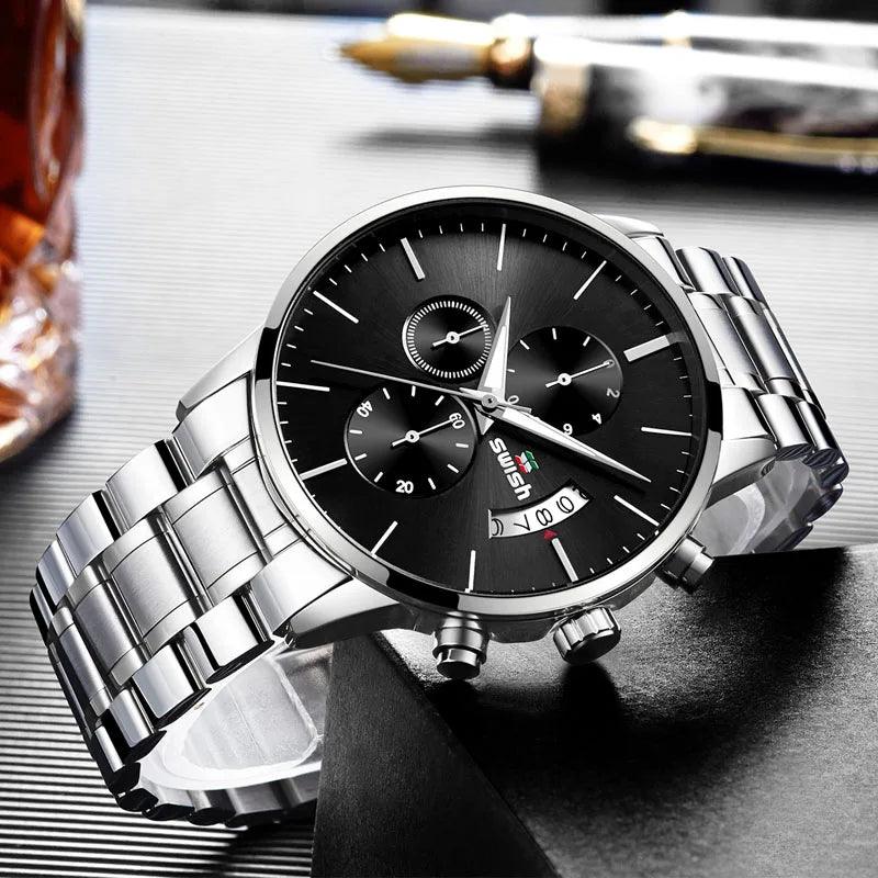 SWISH Luxury Full Steel Business Wristwatch for Male Carauana Store