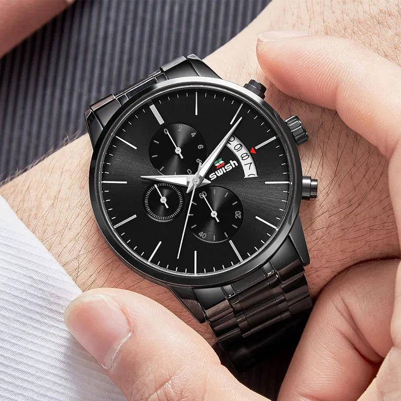 SWISH Luxury Full Steel Business Wristwatch for Male Carauana Store