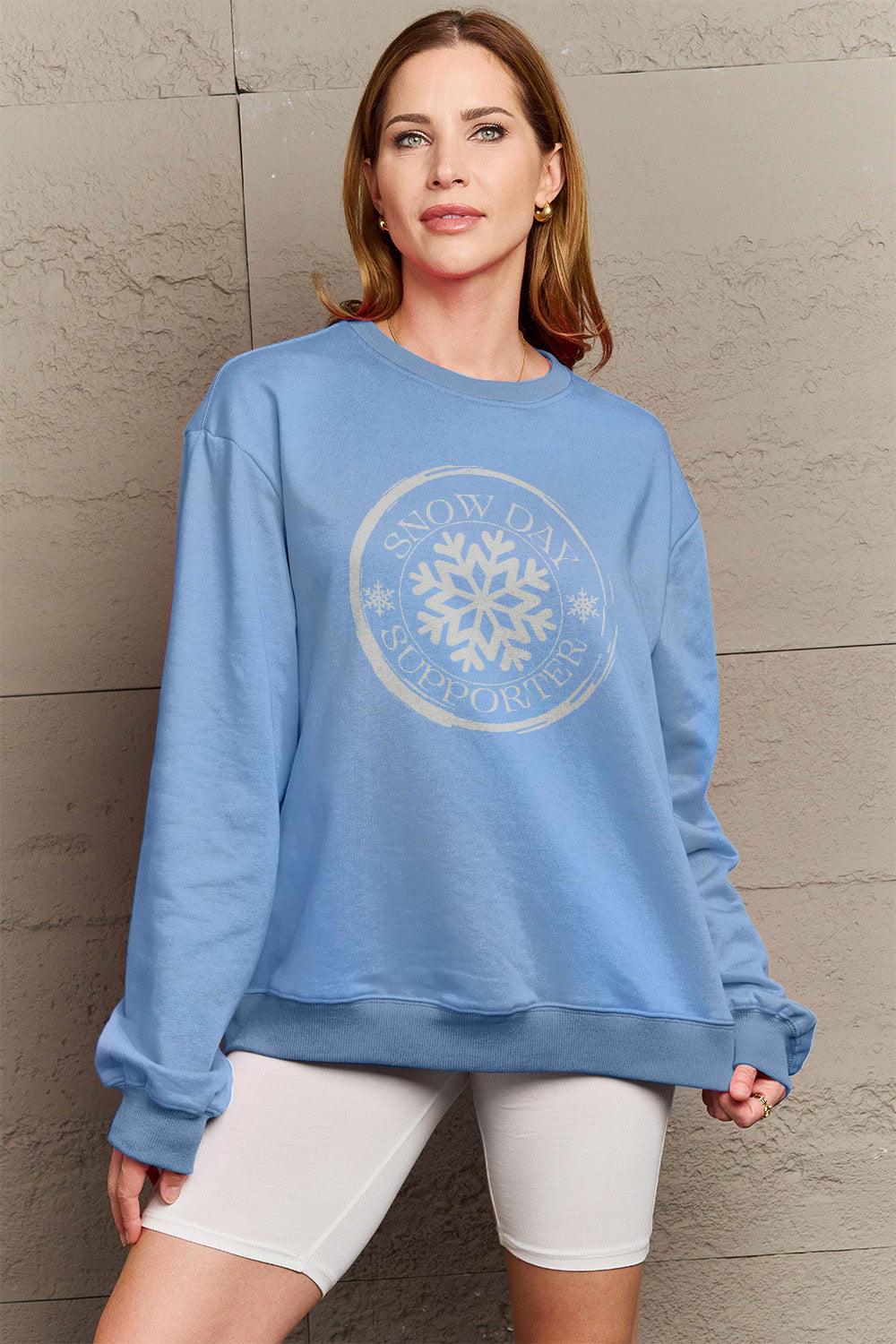 Simply Love Full Size SNOW DAY SUPPORTER Round Neck Sweatshirt Carauana Store