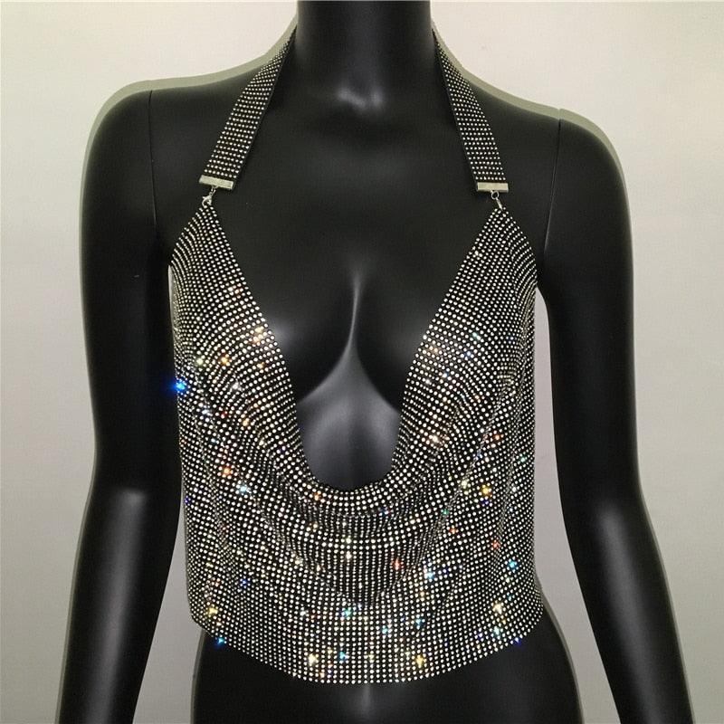 Sparkly Rhinestone Disco Party Tank Top Carauana Store