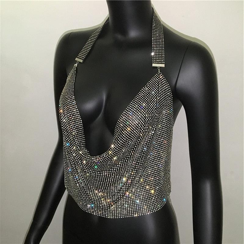 Sparkly Rhinestone Disco Party Tank Top Carauana Store