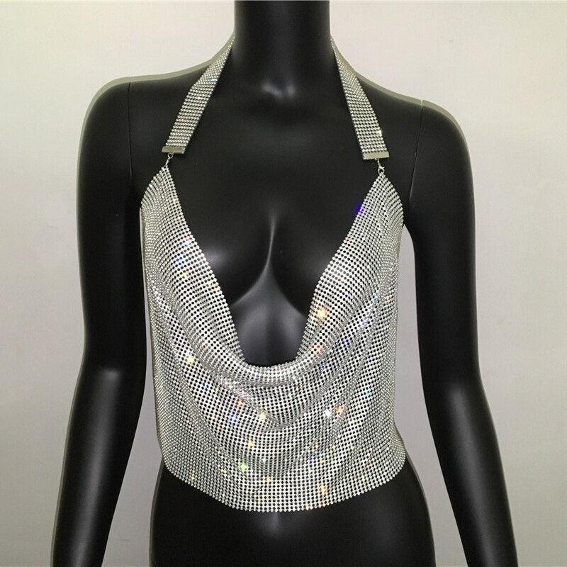 Sparkly Rhinestone Disco Party Tank Top Carauana Store