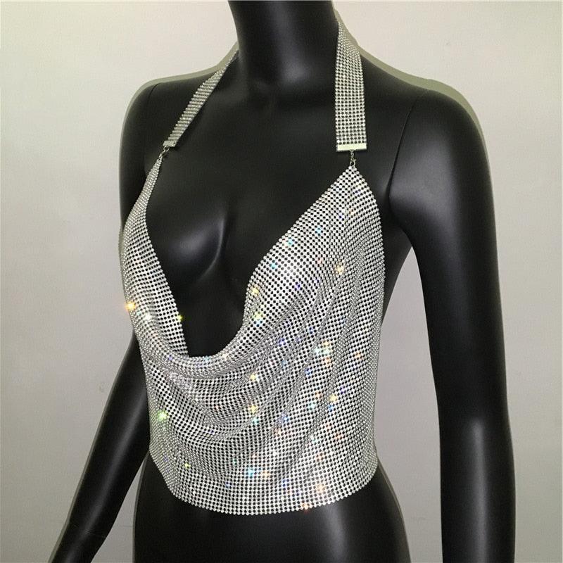 Sparkly Rhinestone Disco Party Tank Top Carauana Store
