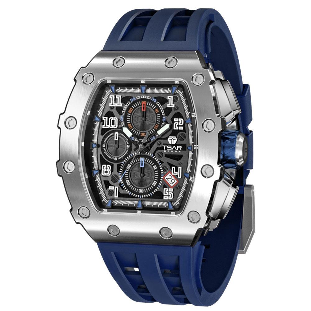 TSAR BOMBA Luxury Tonneau Clock 50M Waterproof Stainless Steel Carauana Store