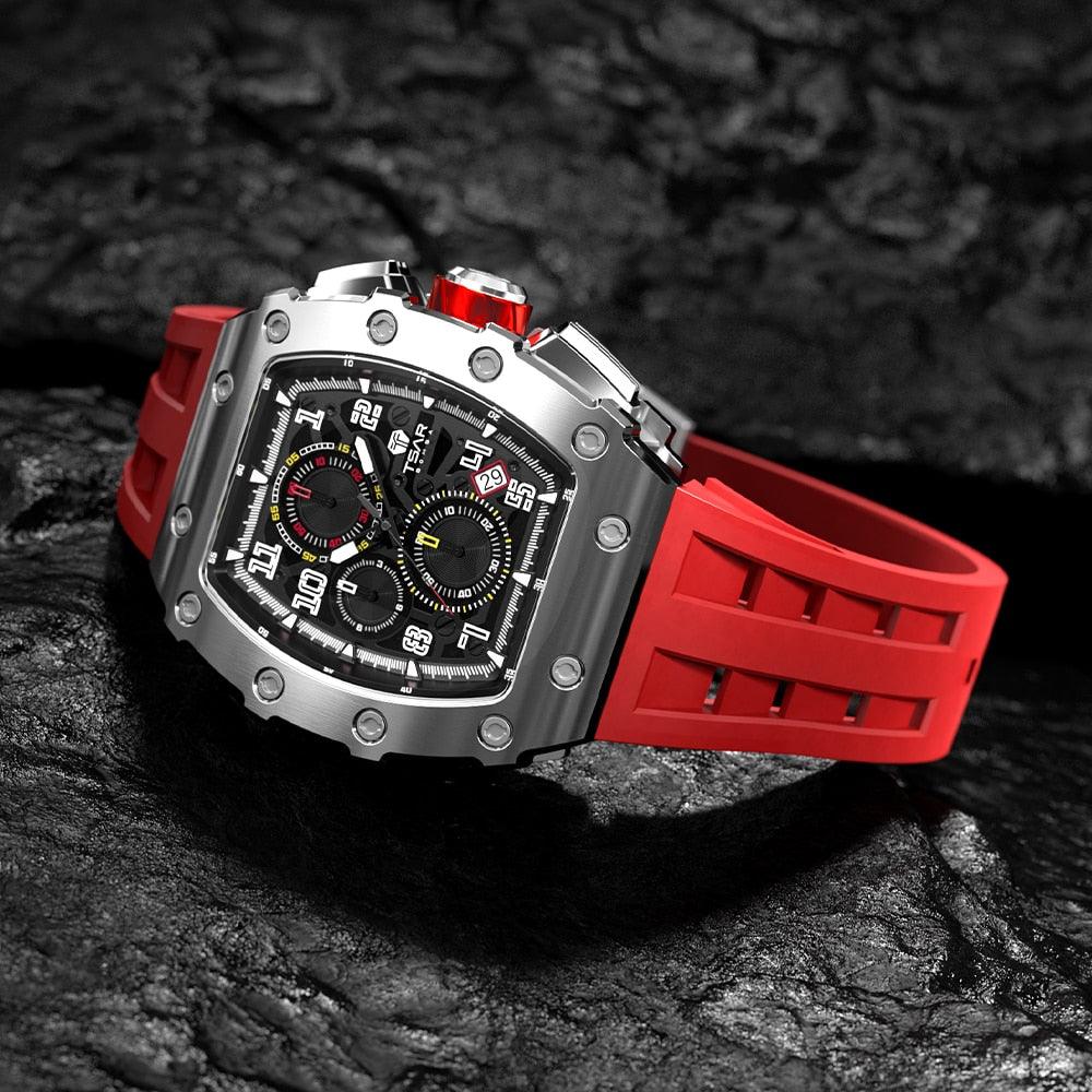 TSAR BOMBA Luxury Tonneau Clock 50M Waterproof Stainless Steel Carauana Store