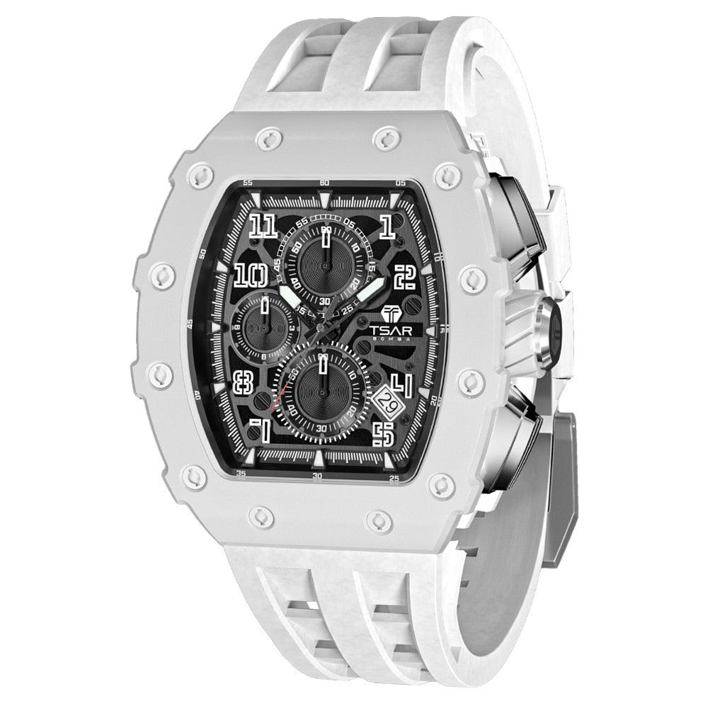 TSAR BOMBA Luxury Tonneau Clock 50M Waterproof Stainless Steel Carauana Store