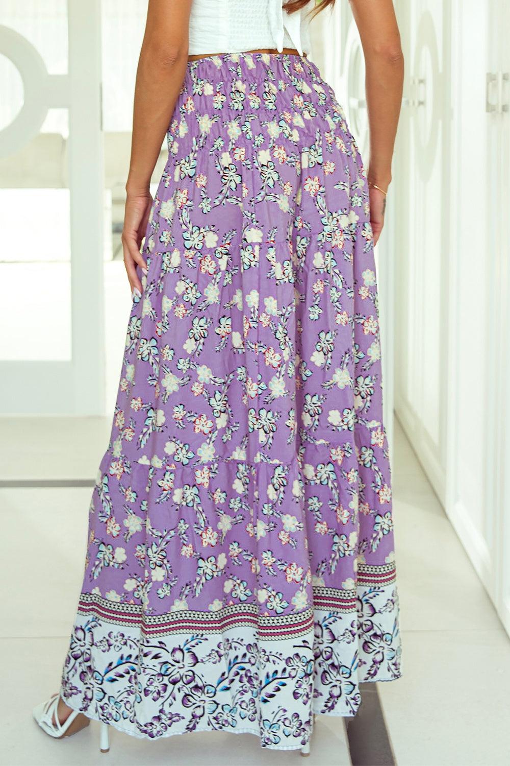Tiered Printed Elastic Waist Skirt Carauana Store