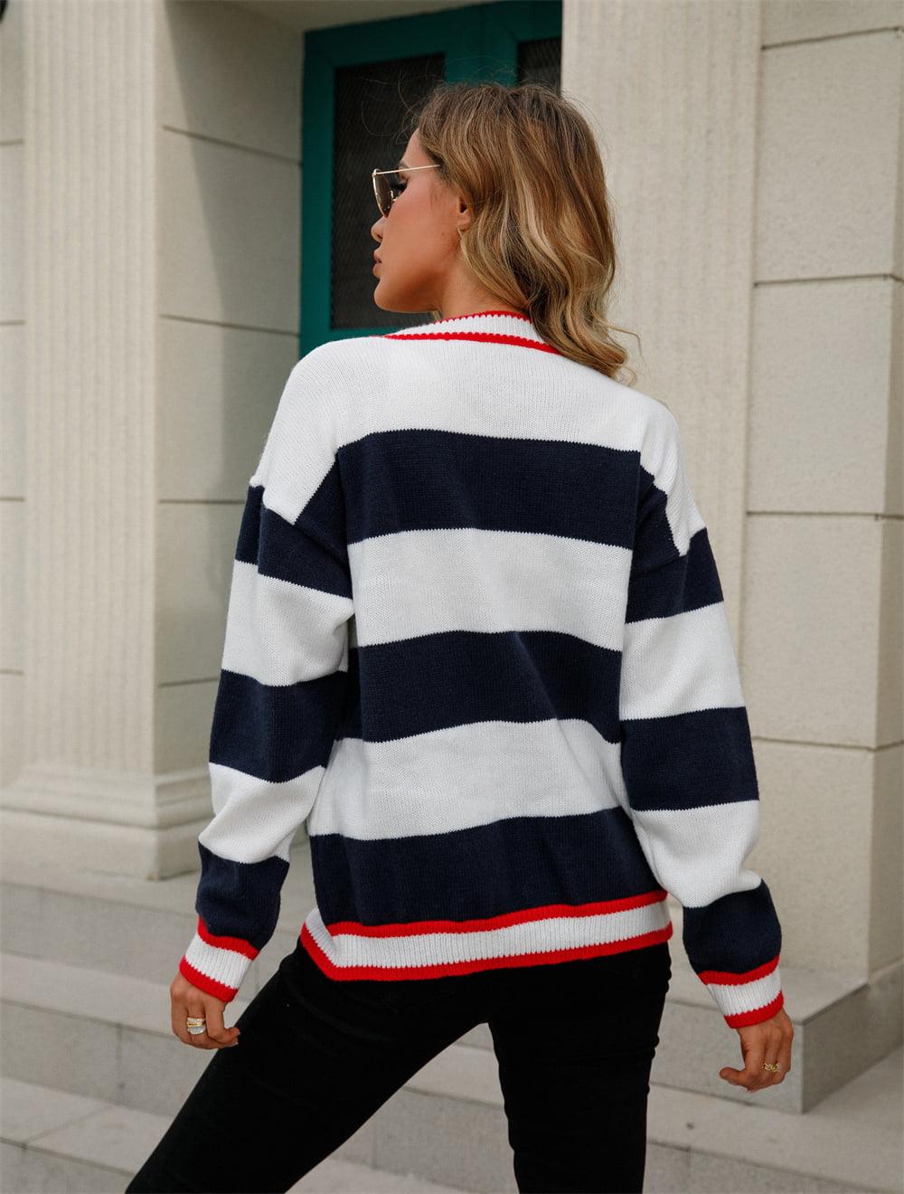 Angel Wings Color Block V-Neck Long Sleeve Cardigan Carauana Store