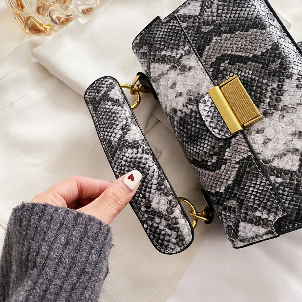 PU Leather Snakeskin Print Crossbody Bag Carauana Store