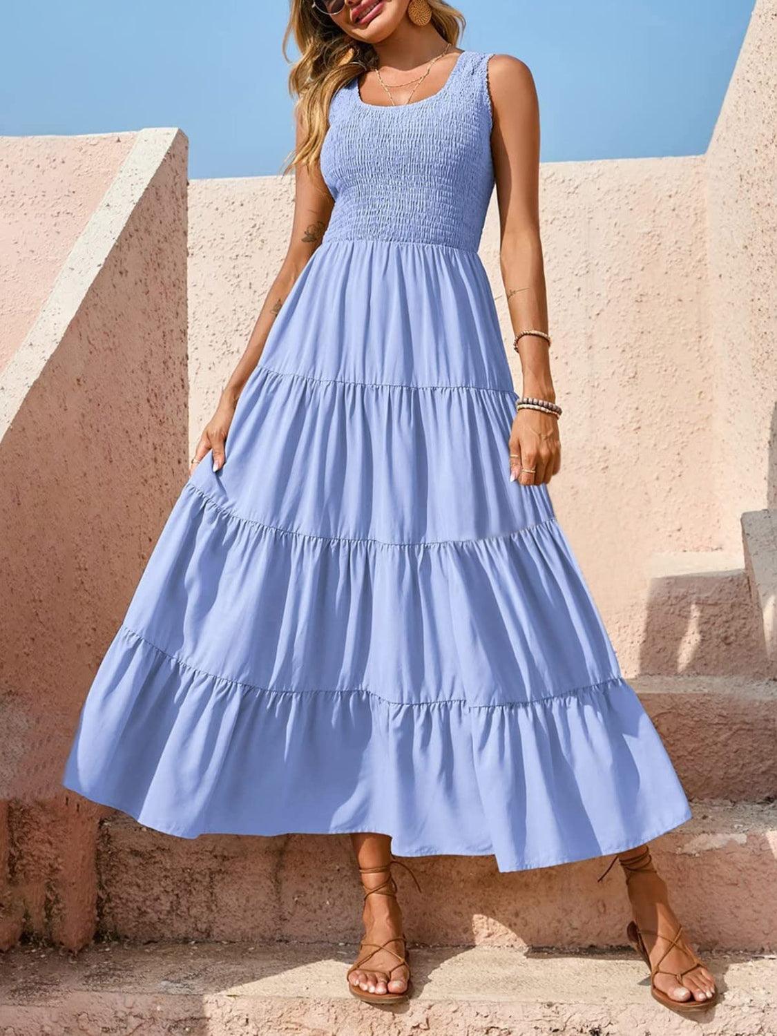 Tiered Smocked Wide Strap Dress Carauana Store