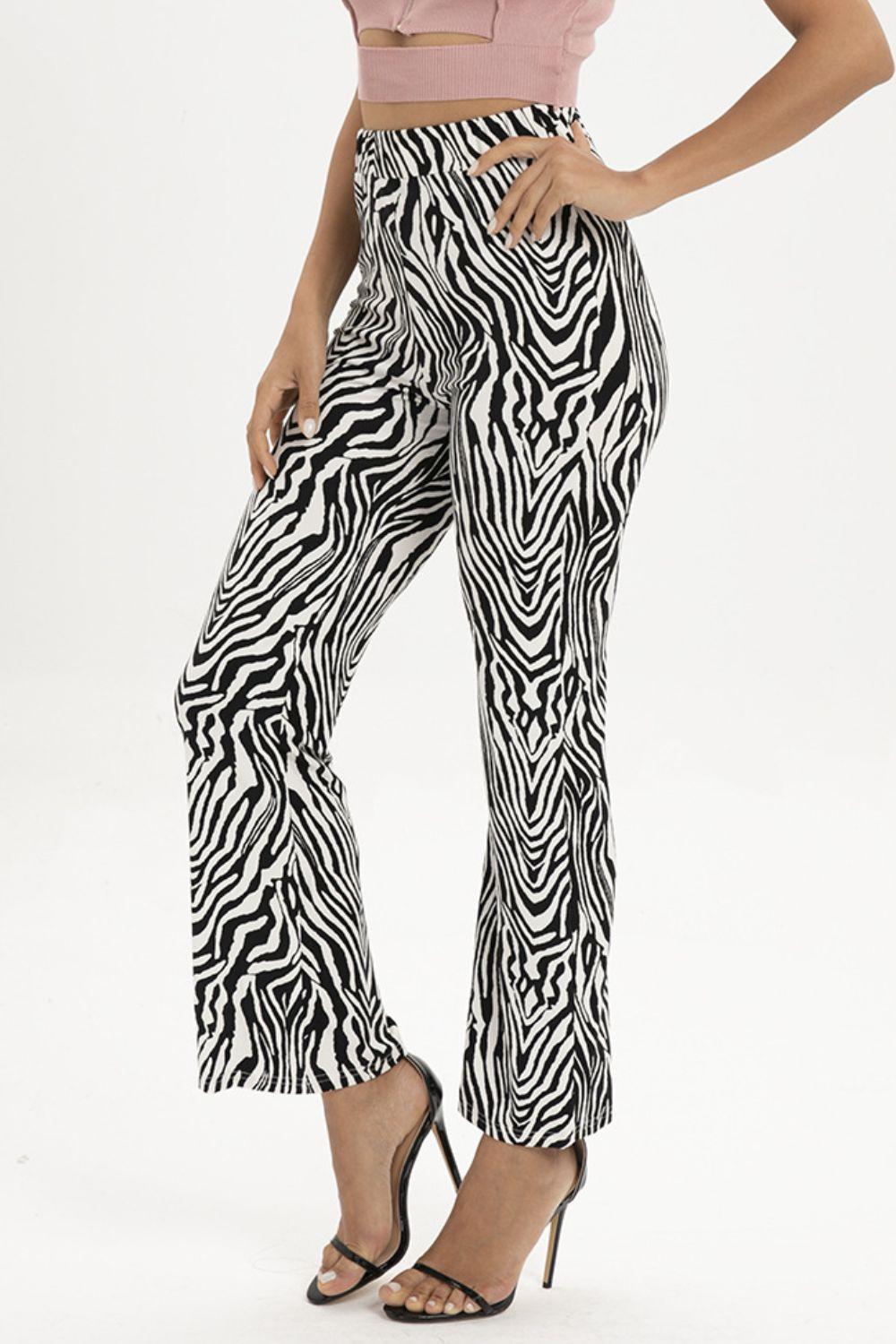 Zebra Print Straight Leg Pants Carauana Store