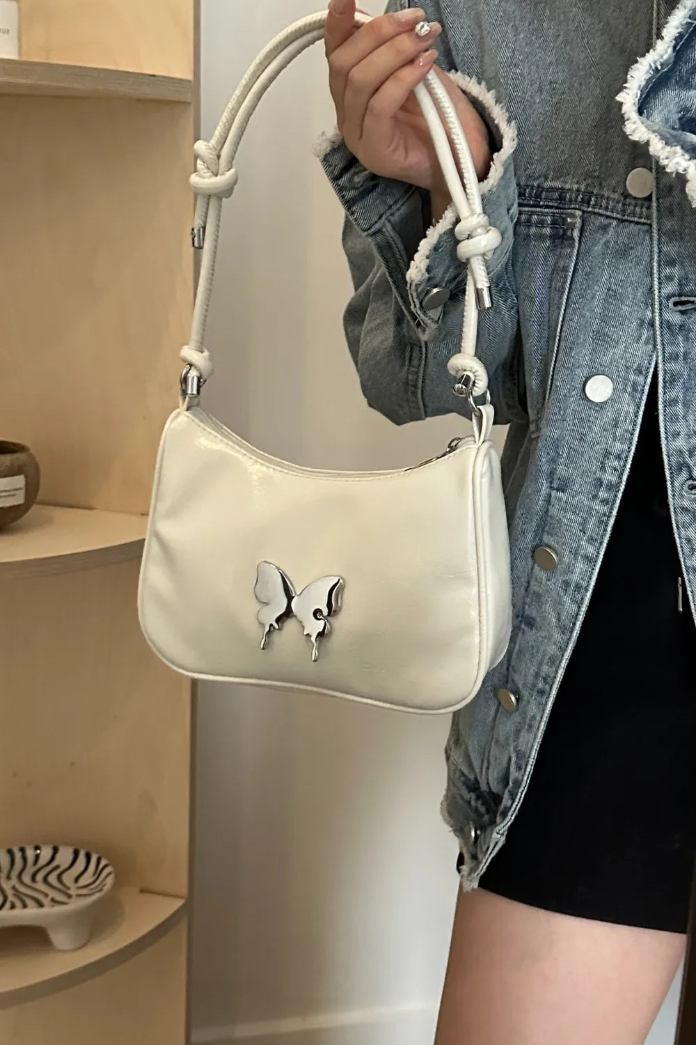 Butterfly PU Leather Knotted Strap Shoulder Bag Carauana Store