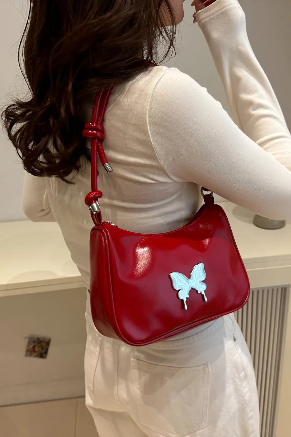 Butterfly PU Leather Knotted Strap Shoulder Bag Carauana Store