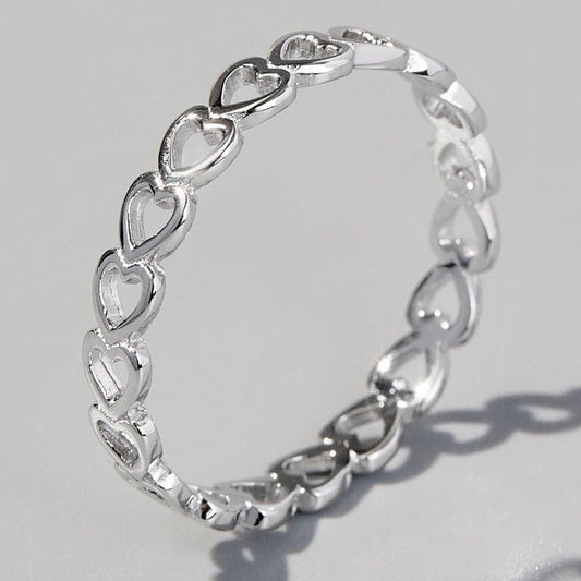925 Sterling Silver Heart Link Ring Carauana Store