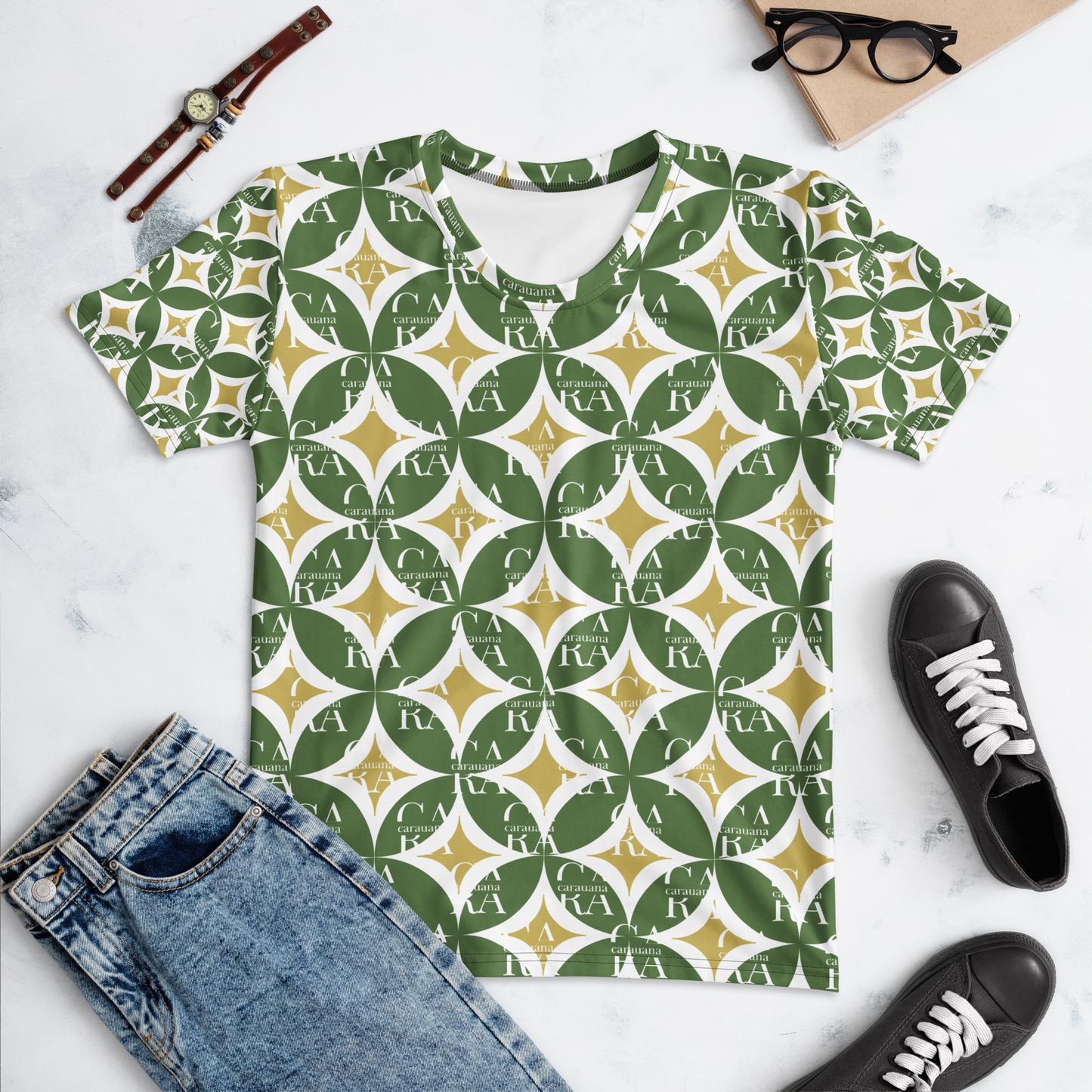 Women's T-shirt Green Pattern Carauana Store