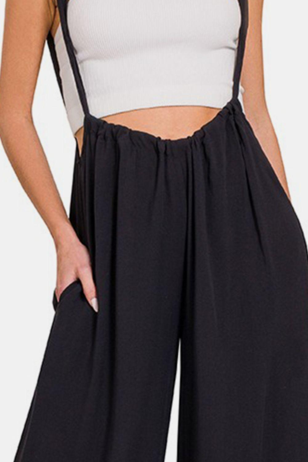 Zenana Tie Back Suspender Jumpsuit with Pockets Carauana Store
