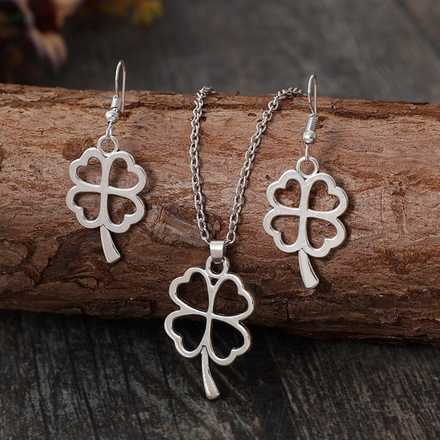 Lucky Clover Alloy Earrings and Necklace Jewelry Set Carauana Store