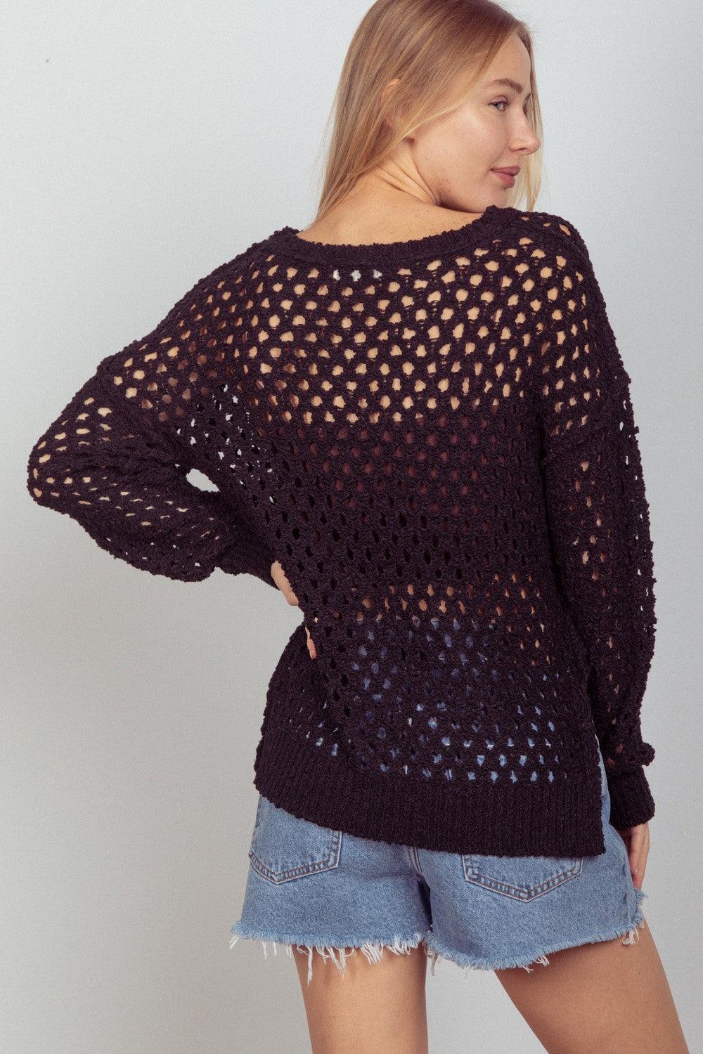 VERY J Openwork Slit Knit Cover Up Carauana Store