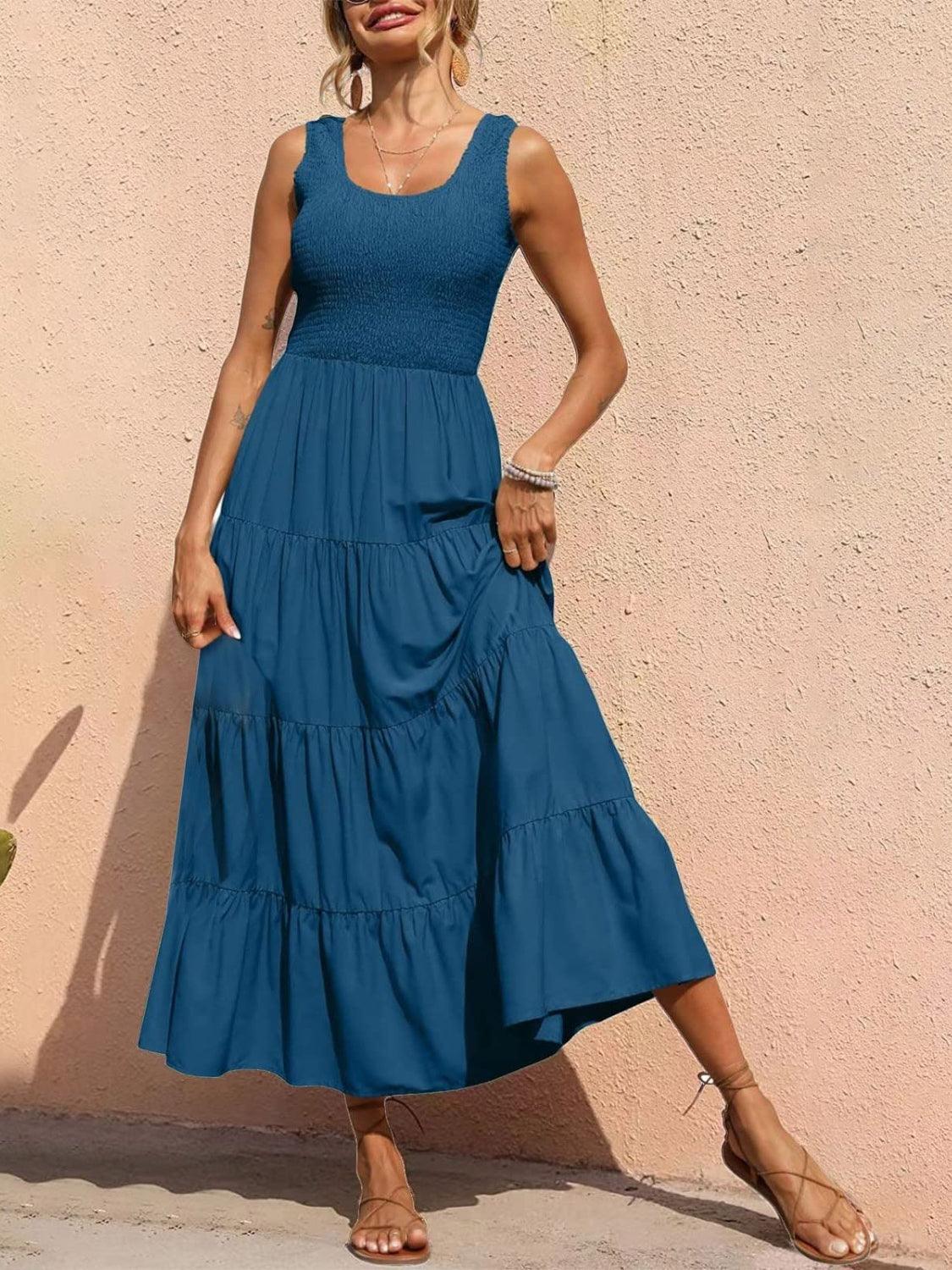 Tiered Smocked Wide Strap Dress Carauana Store