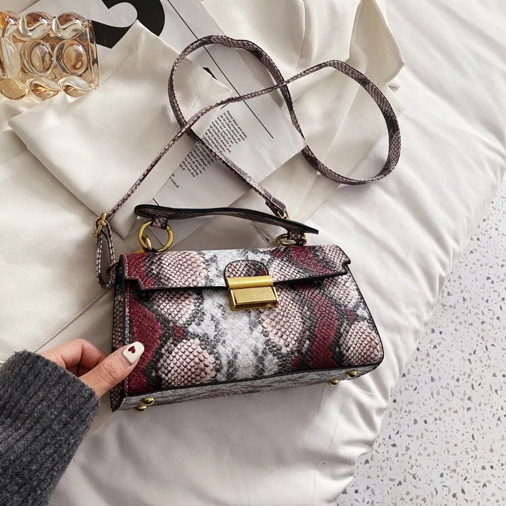 PU Leather Snakeskin Print Crossbody Bag Carauana Store