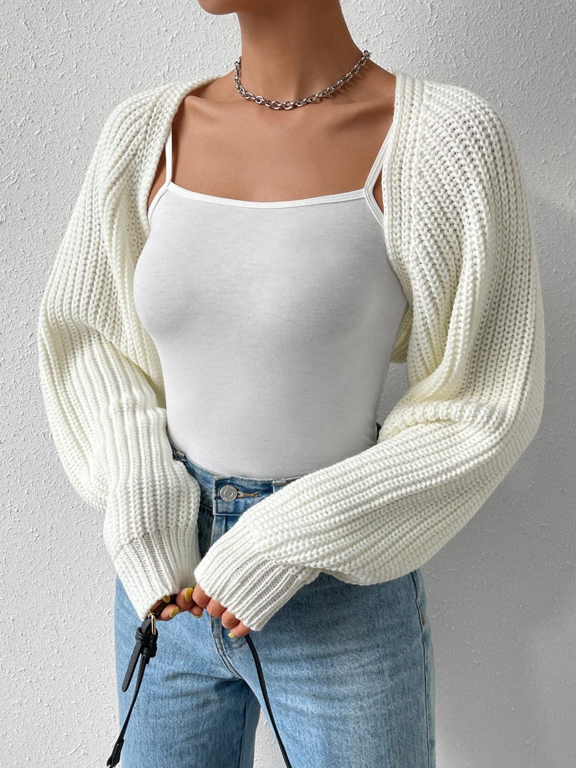 Honey Open Front Long Sleeve Cropped Cardigan Carauana Store