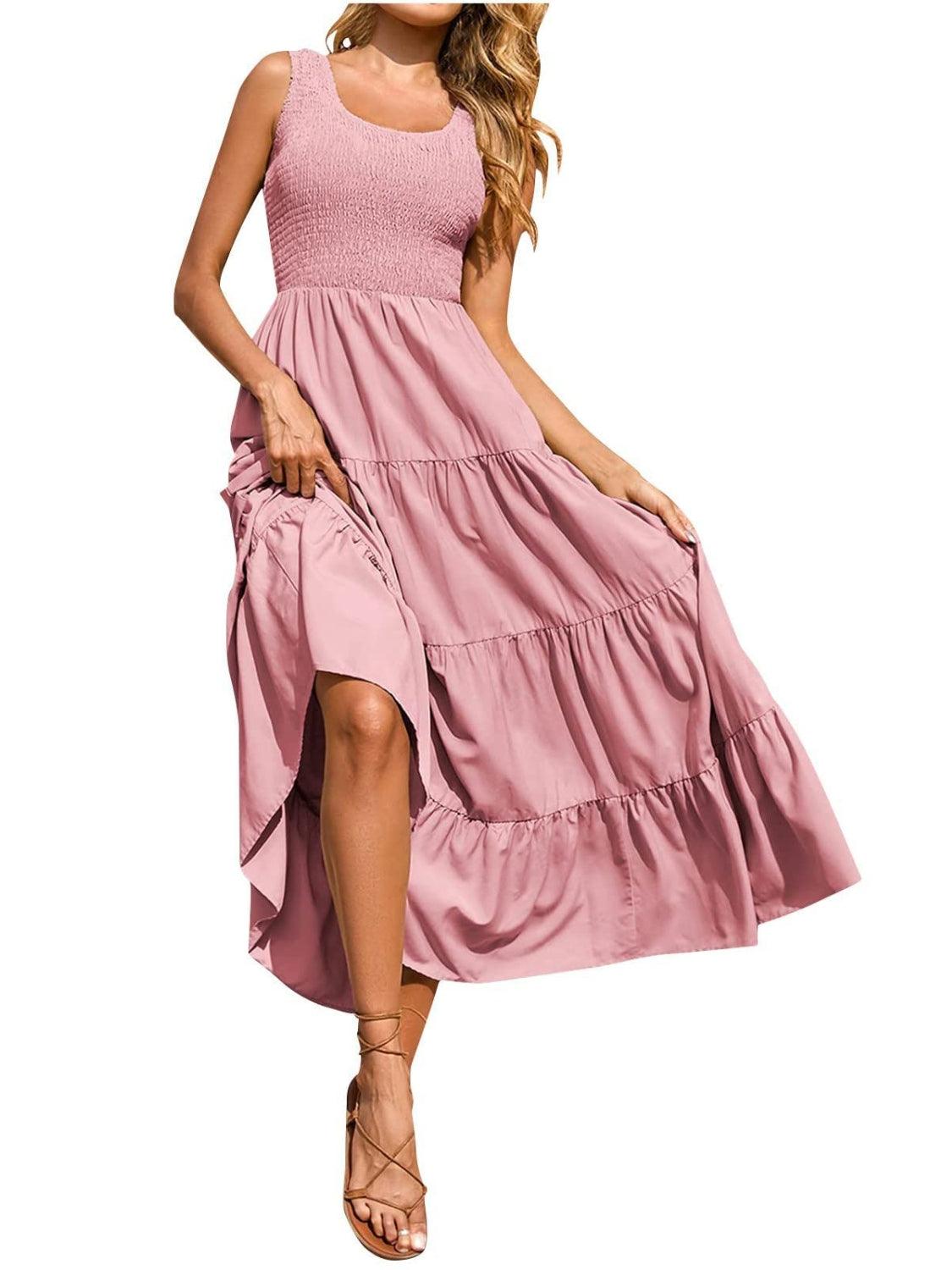 Tiered Smocked Wide Strap Dress Carauana Store