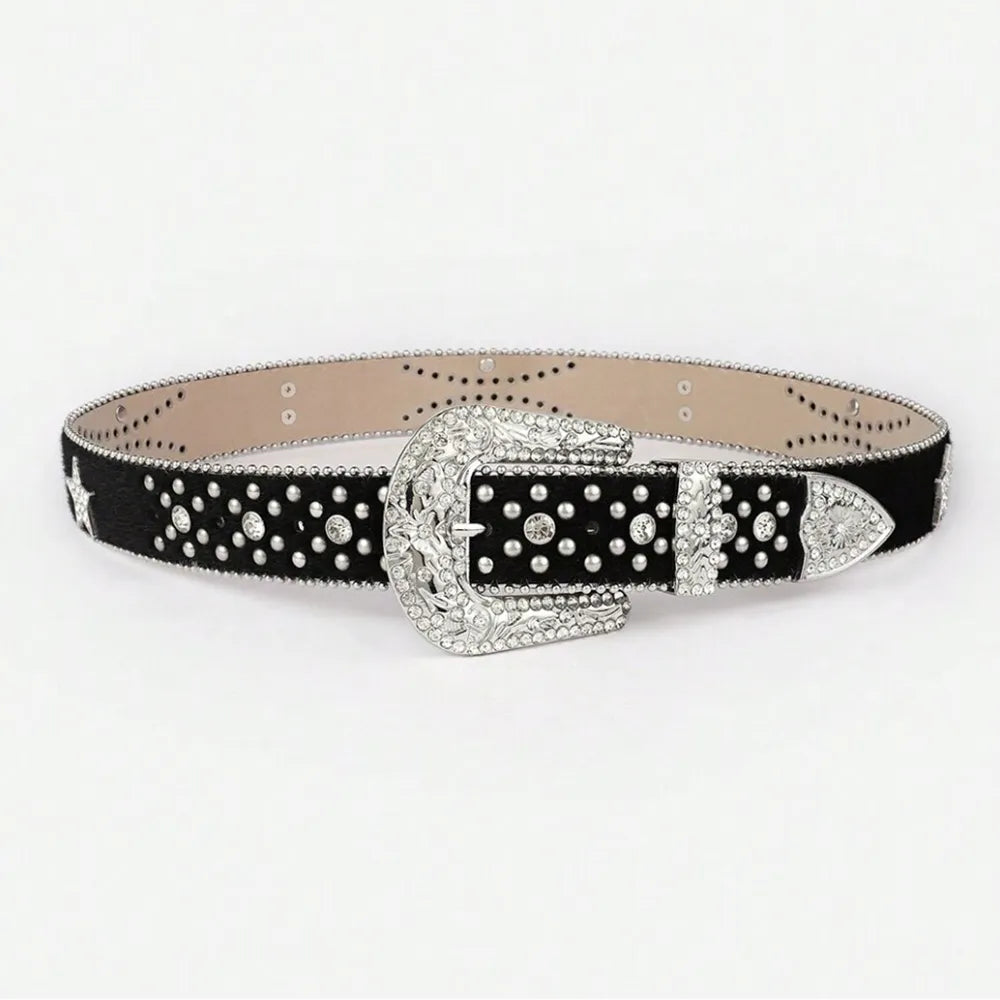 PU Leather Inlaid Rhinestone Belt Carauana Store
