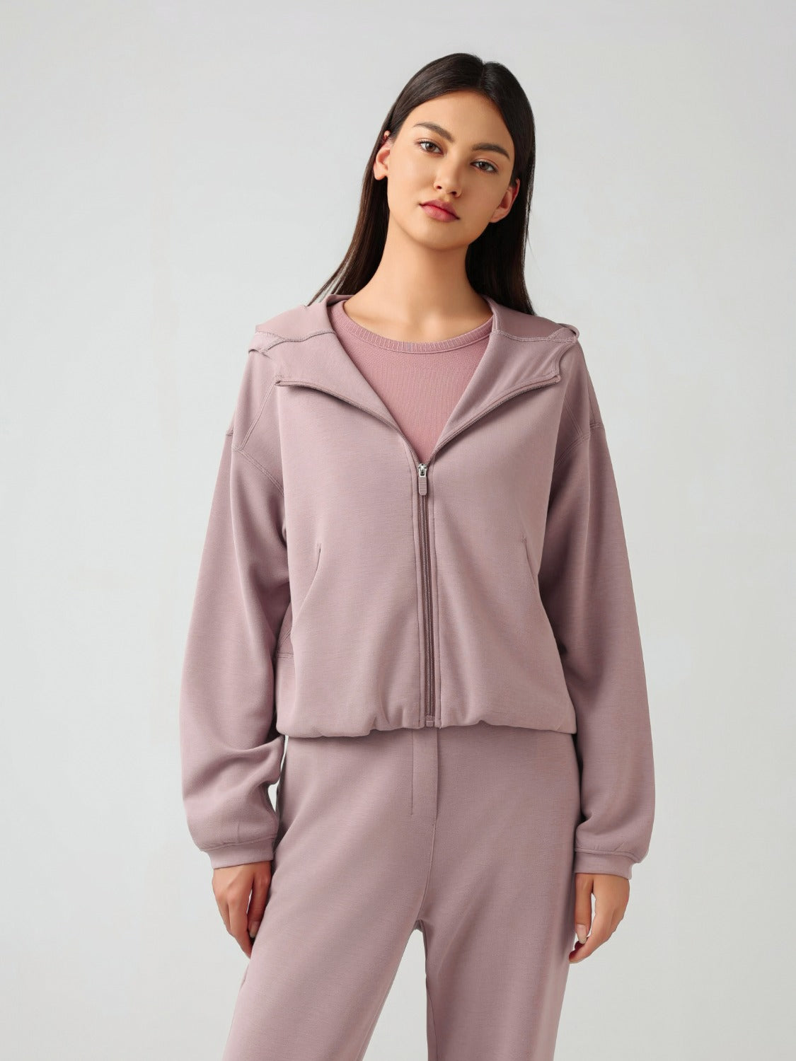Millennia Zip Up Dropped Shouder Active Hooded Carauana Store