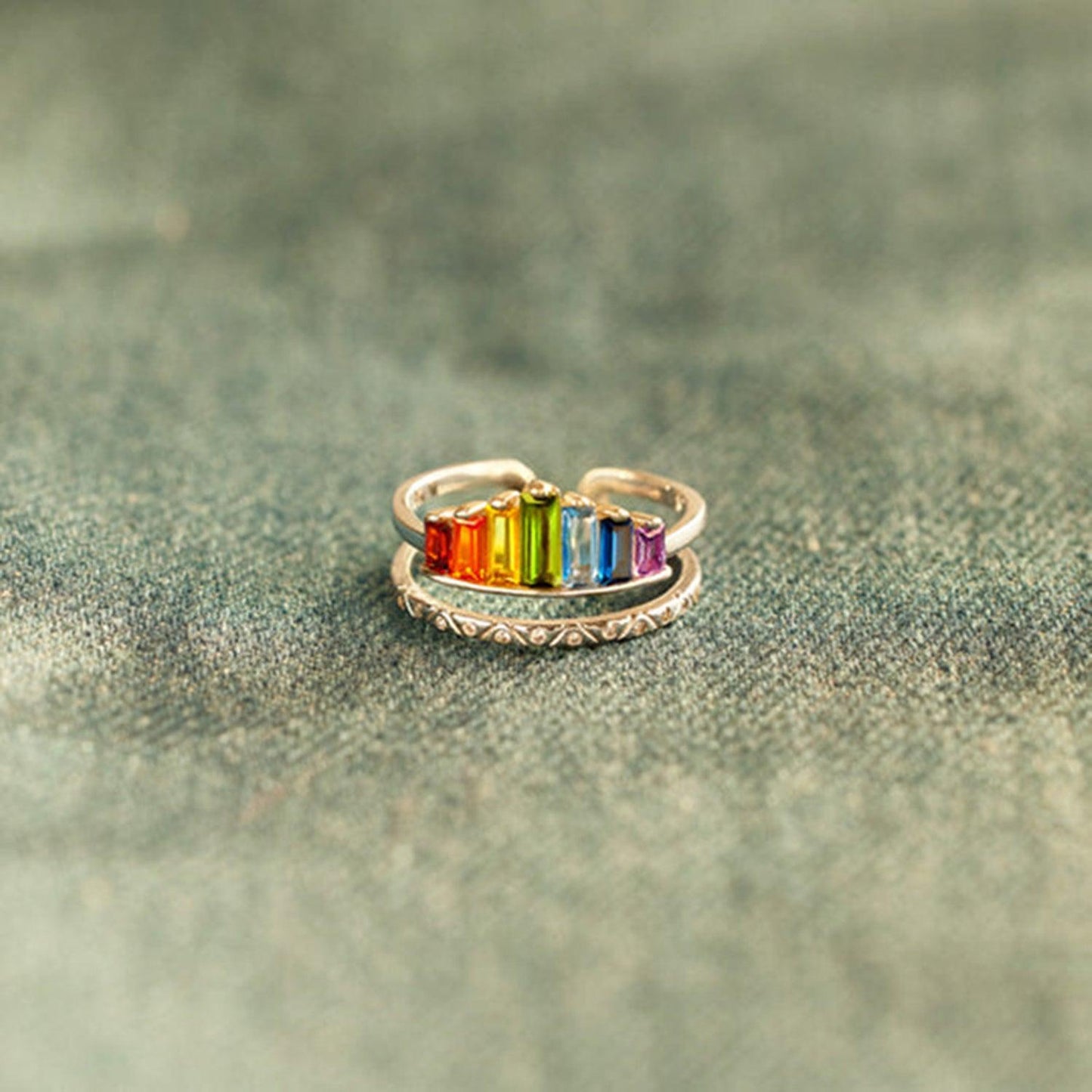Zircon 925 Sterling Silver Double-Layered Ring Carauana Store