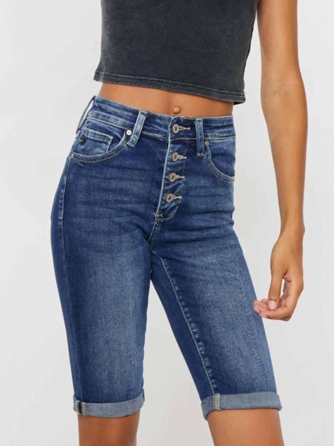 Kancan Full Size Cat's Whiskers Button Fly Denim Shorts Carauana Store