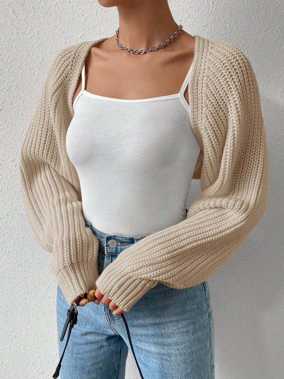 Honey Open Front Long Sleeve Cropped Cardigan Carauana Store