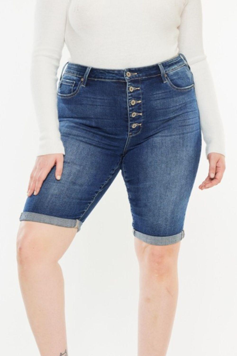 Kancan Full Size Cat's Whiskers Button Fly Denim Shorts Carauana Store
