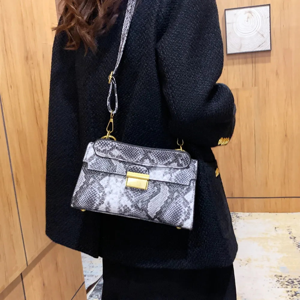 PU Leather Snakeskin Print Crossbody Bag Carauana Store