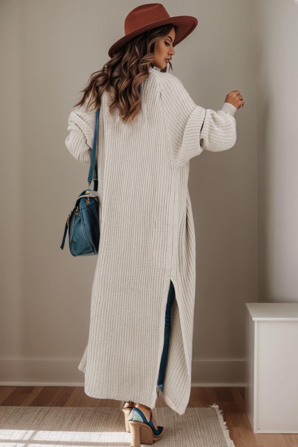 Open Front Side Slit Cardigan Carauana Store