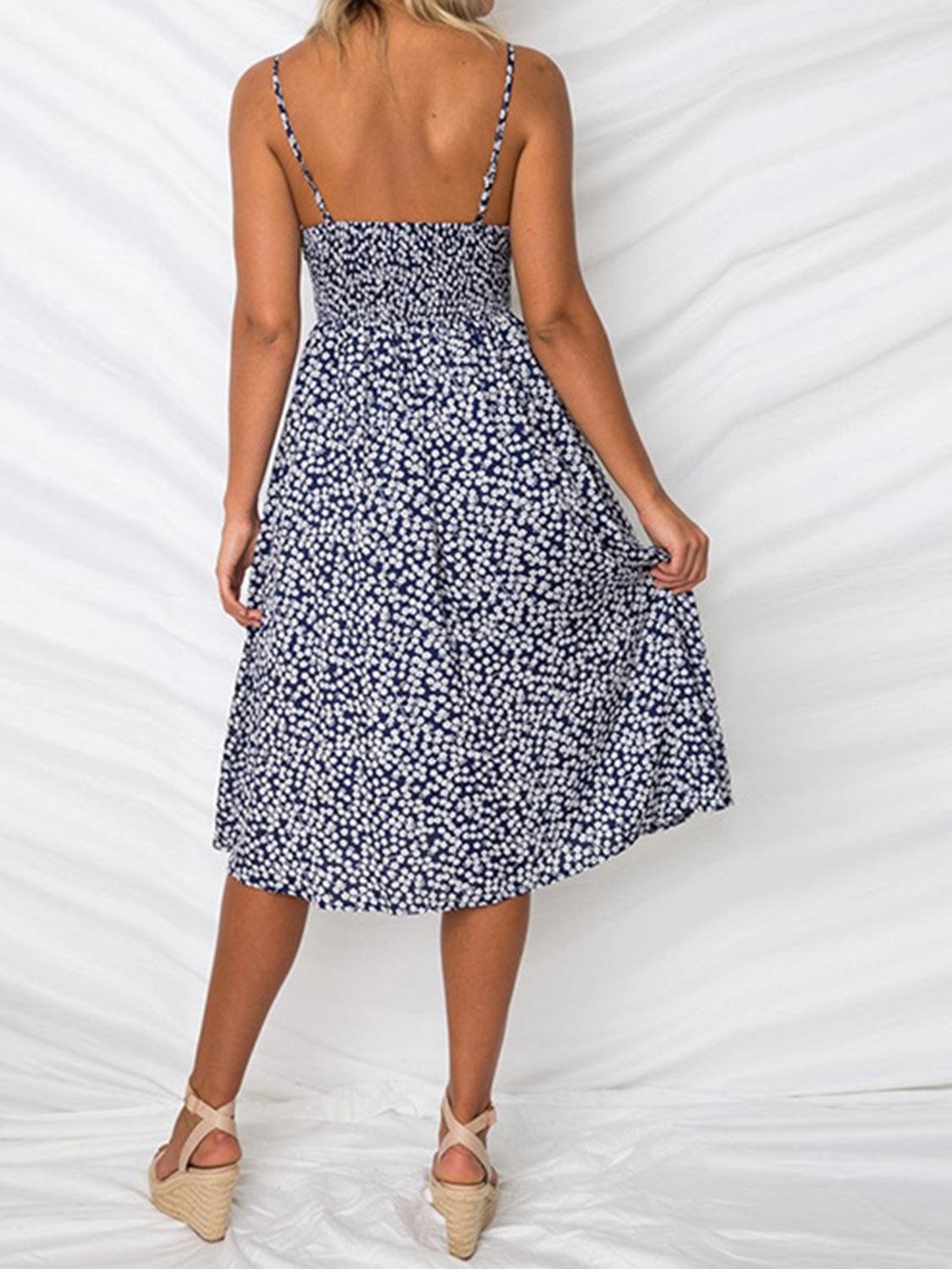 Cutout Smocked Sweetheart Neck Cami Dress Carauana Store