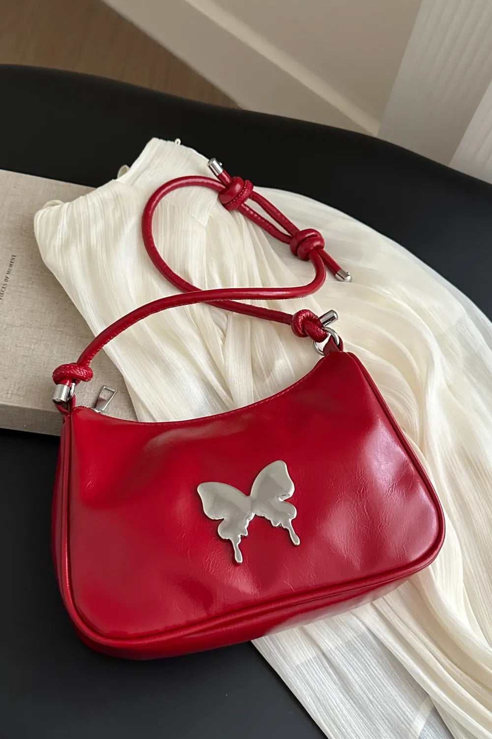Butterfly PU Leather Knotted Strap Shoulder Bag Carauana Store
