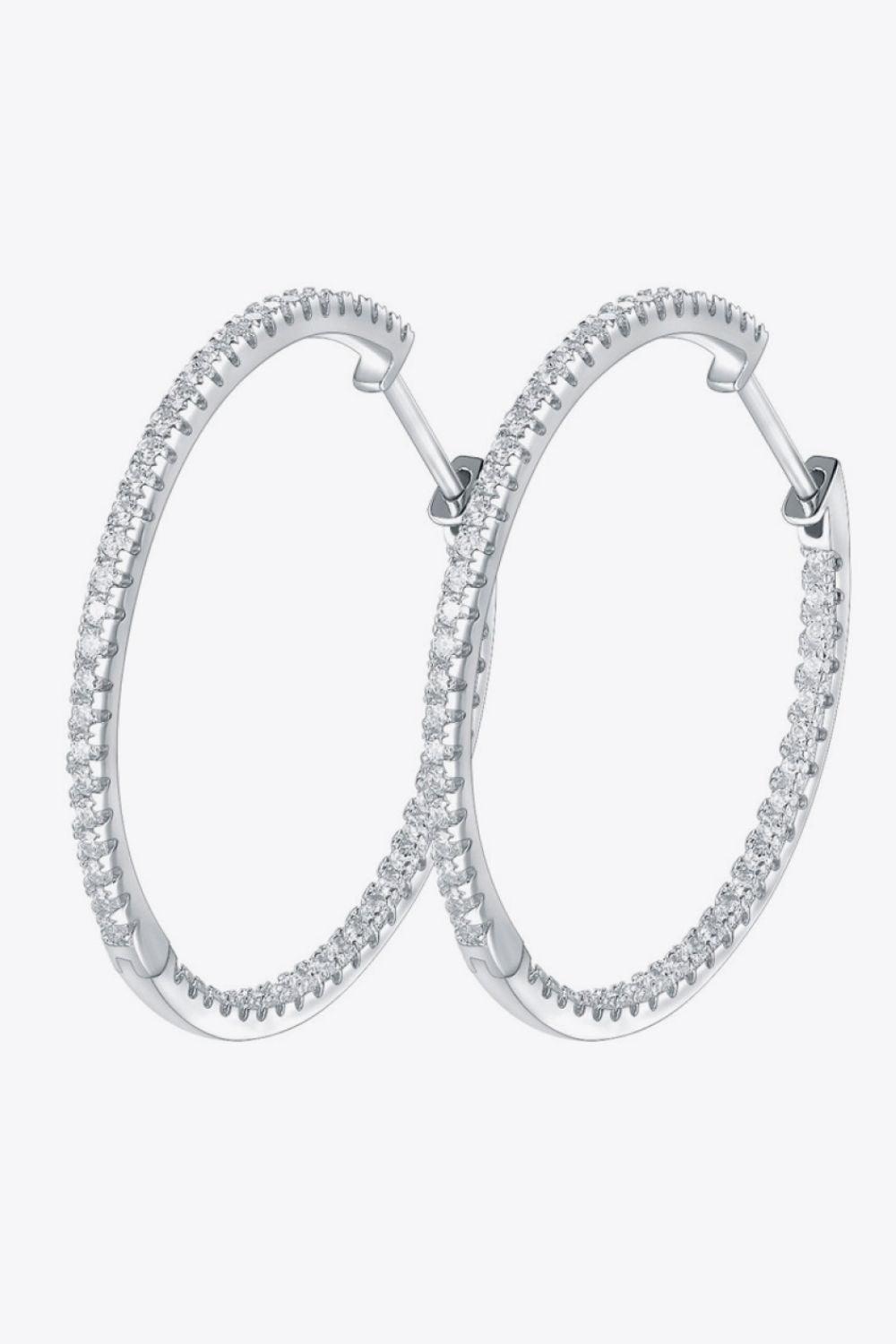 Adored Inlaid Moissanite 925 Sterling Silver Hoop Earrings Carauana Store