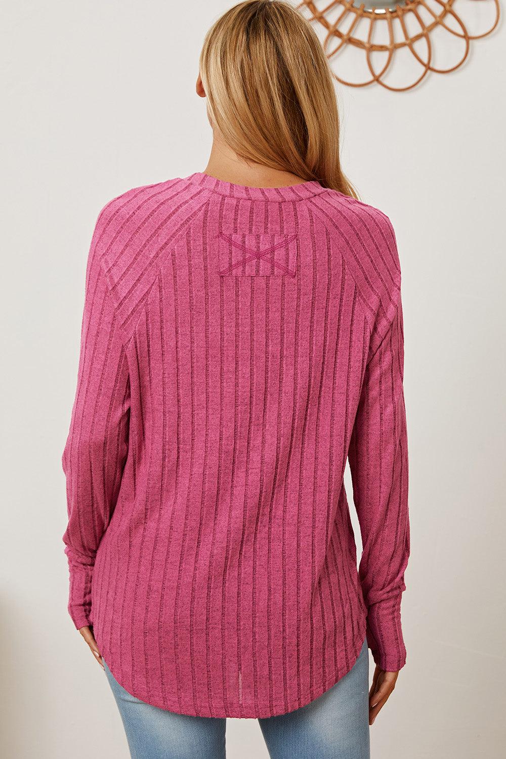 Basic Bae Full Size Ribbed Thumbhole Sleeve T-Shirt Carauana Store