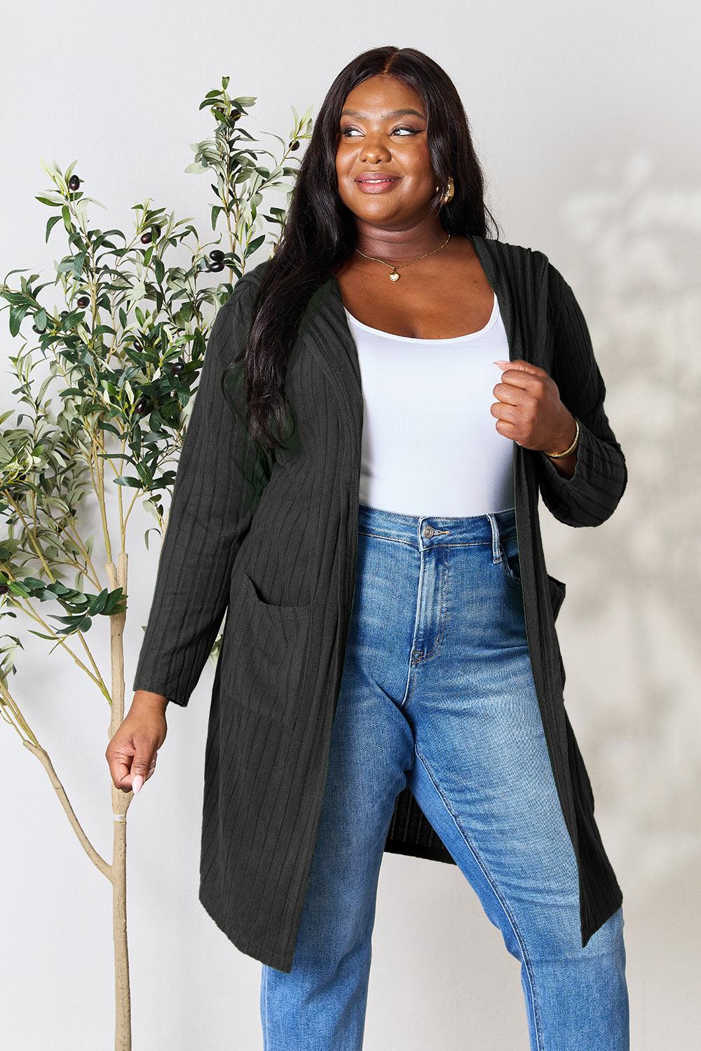 Basic Bae Full Size Hooded Sweater Cardigan Carauana Store
