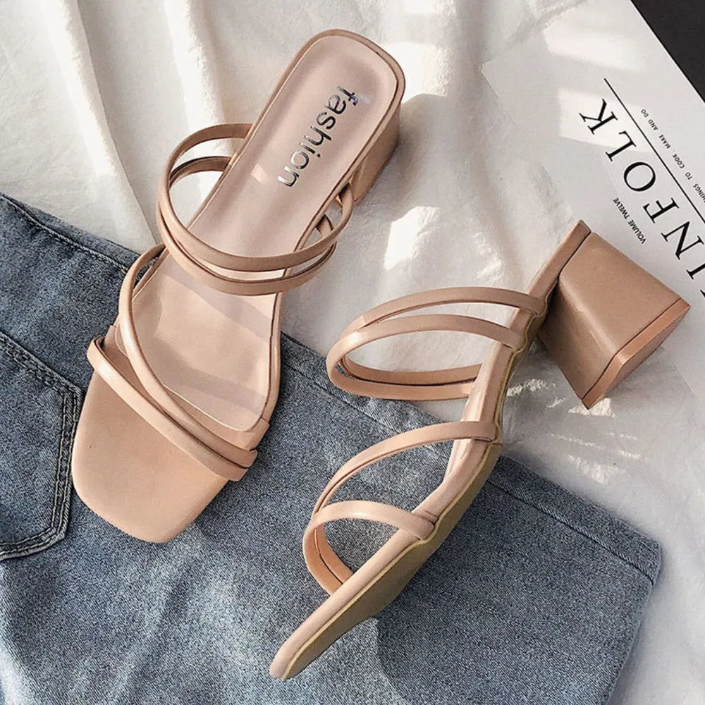 Open Toe Block Heels Sandals Carauana Store