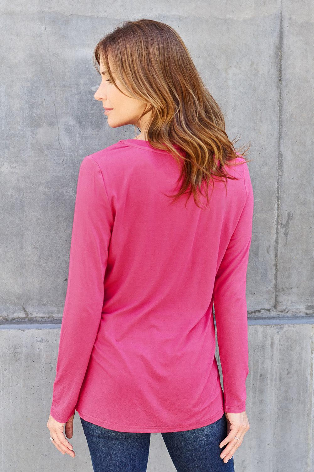 Basic Bae Full Size V-Neck Long Sleeve Top Carauana Store