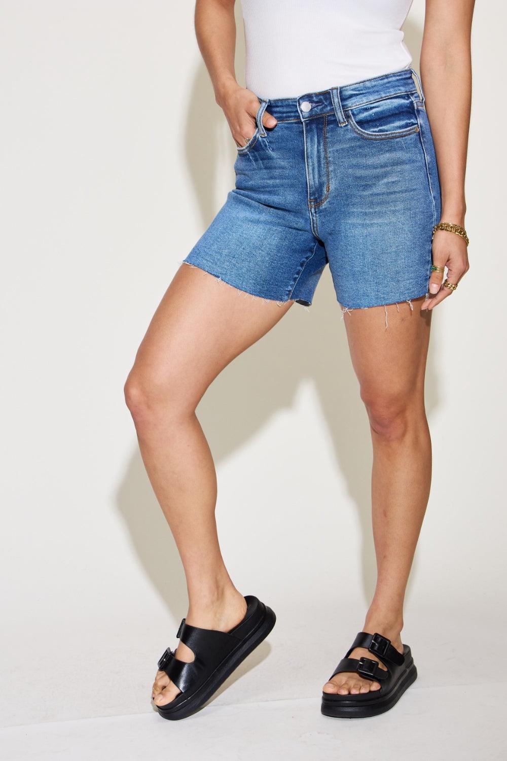 Judy Blue Full Size High Waist Slim Denim Shorts Carauana Store
