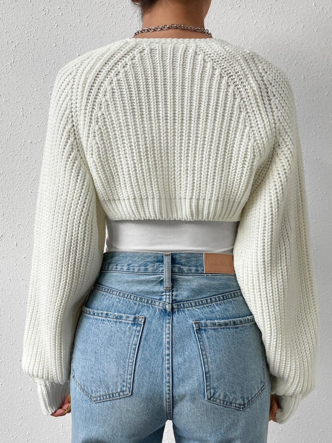 Honey Open Front Long Sleeve Cropped Cardigan Carauana Store
