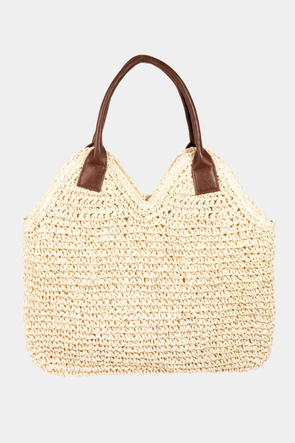 Fame Straw Braided Faux Leather Strap Shoulder Bag Carauana Store