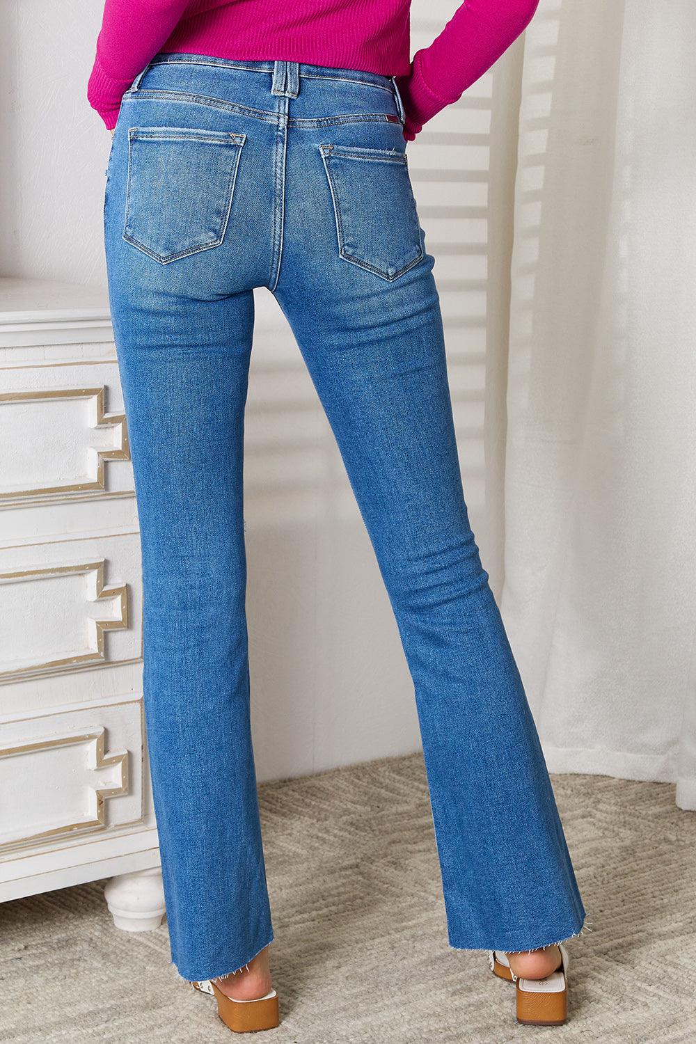 Kancan Full Size Distressed Raw Hem Bootcut Jeans Carauana Store
