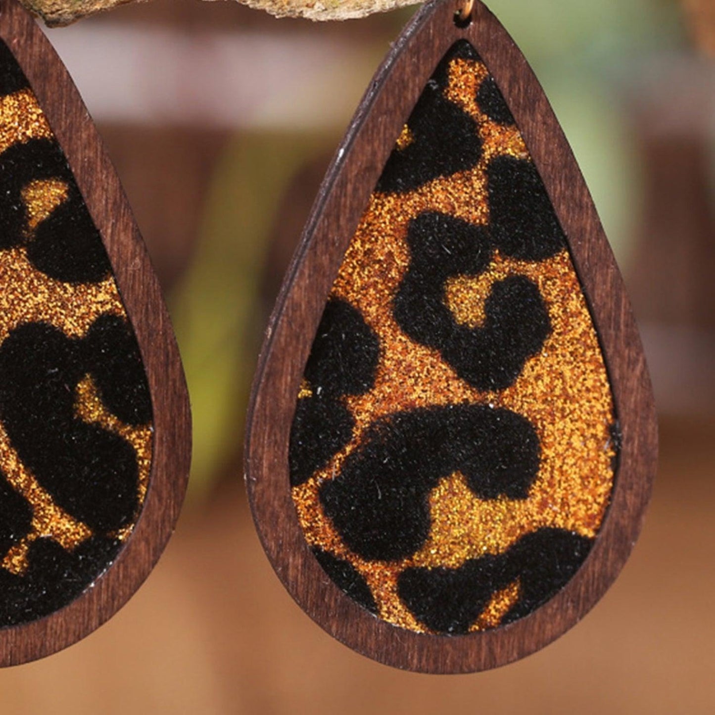 Sequin Wood Teardrop Earrings Carauana Store